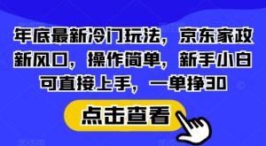 年底最新冷门玩法，京东家政新风口，操作简单，新手小白可直接上手，一单挣30【揭秘】-搞个副业