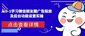 从0-1学习微信朋友圈广告投放及后台功能设置实操-搞个副业