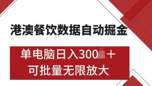 港澳数据全自动掘金，单电脑日入5张，可矩阵批量无限操作【仅揭秘】-搞个副业