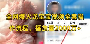 全网爆火龙宝宝视频全套操作流程，播放量2000万+-搞个副业