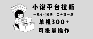 小说平台拉新，单机300+，两分钟一单4~10块，操作简单可批量。-搞个副业