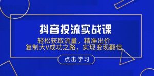 抖音投流实战课，轻松获取流量，精准出价，复制大V成功之路，实现变现翻倍-搞个副业