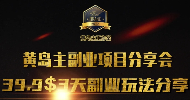 黄岛主副业分享会1期：3天3个副业玩法，速度上车-搞个副业