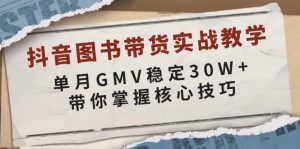 抖音图书带货实战教学，单月GMV稳定30W+，带你掌握核心技巧-搞个副业