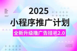 2025小程序推广计划，撸广告挂JI3.0玩法，日均5张【揭秘】-搞个副业
