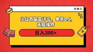 小红书评论单条0.5元，日入300＋，无上限，详细操作流程-搞个副业