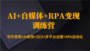AI+自媒体+RPA变现训练营：写作变现+AI使用+SEO+多平台运营+RPA自动化-搞个副业