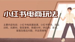 小红书电商玩法：带货/选品/找素材/裂变/数据分析/供应商/发货/售后/开店思维等-搞个副业