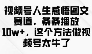 视频号人生感悟图文赛道，条条播放10w+，这个方法做视频号太牛了-搞个副业