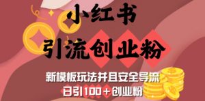 小红书引流创业粉，新模板玩法并且安全导流，日引100+创业粉-搞个副业