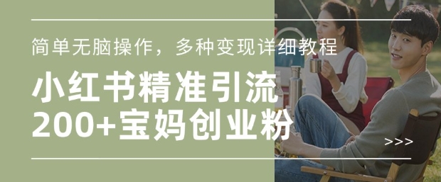 小红书混剪日引200+宝妈创业粉，简单无脑操作，多种变现详细教程-搞个副业