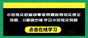 小说推文短篇故事混剪最新剪辑实操全流程，0基础也能学会小说推文教程，肯干多发日入多张-搞个副业