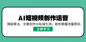 AI短视频创作运营，揭秘算法、文案创作与私域引流，助你掌握流量密码-搞个副业