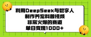 利用DeepSeek与数字人制作养宠科普视频，非常火爆的赛道，单日变现多张-搞个副业