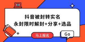 抖音被封转实名攻略，永久封禁也能限时解封，分享解封后高效选品技巧-搞个副业