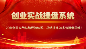 创业实战操盘系统，20年创业实战总结经验体系，总结提炼20多节操盘思维！-搞个副业