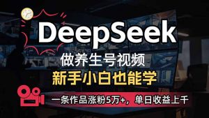 小白用DeepSeek做养生号，一条作品涨粉5万+，单日收益上千-搞个副业