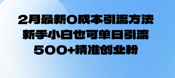 2月最新0成本引流方法，新手小白也可单日引流500+精准创业粉-搞个副业