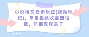 小说推文最新玩法(视频标记)，单条视频收益四位数，详细教程来了-搞个副业