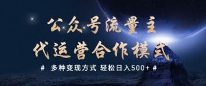 公众号流量主代运营  多种变现方式 轻松日入5张【揭秘】-搞个副业