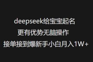 deepseek给宝宝起名更有优势无脑操作接单接到爆新手小白月入1W+-搞个副业