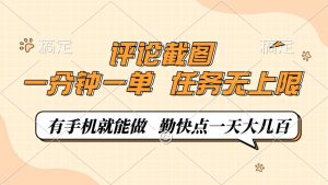 评论截图，一分钟一单，有手机就能做，任务无上限，轻松一天大几百-搞个副业