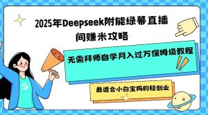 2025年Deepseek附能绿幕直播间挣米攻略无需拜师自学月入过W保姆级教程，最适合小白宝妈的轻创业-搞个副业