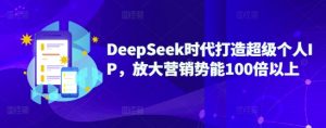 DeepSeek时代打造超级个人IP，放大营销势能100倍以上-搞个副业