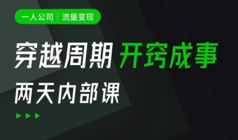 一人公司：流量变现课，一人公司的方法模型拆解， 拆解富人思维，流量思维，小老板思维等-搞个副业