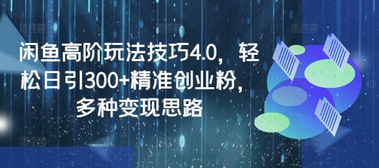 闲鱼高阶玩法技巧4.0，轻松日引300+精准创业粉，多种变现思路-搞个副业