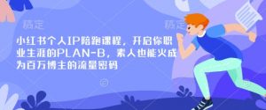 小红书个人IP陪跑课程，开启你职业生涯的PLAN-B，素人也能火成为百万博主的流量密码-搞个副业