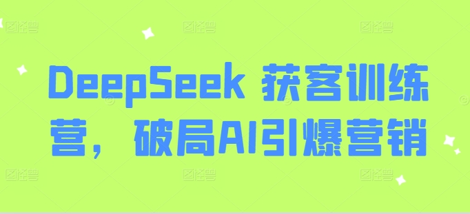 DeepSeek 获客训练营，破局AI引爆营销-搞个副业