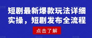 短剧最新爆款玩法详细实操，短剧发布全流程-搞个副业