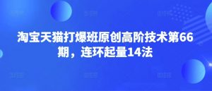 淘宝天猫打爆班原创高阶技术第66期，连环起量14法-搞个副业