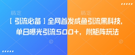 【引流必备】全网首发咸鱼引流黑科技，单日曝光引流500+，附矩阵玩法【揭秘】-搞个副业