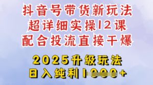 2025全新升级抖音带货玩法，一天纯利四位数，从剪辑到选品再到发布投流，超详细玩法揭秘-搞个副业
