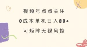 视频号点点关注，0成本单号80+，可矩阵，绿色正规，长期稳定【揭秘】-搞个副业