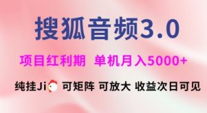 搜狐音频挂ji3.0.可矩阵可放大，独家技术，稳定月入5000+【揭秘】-搞个副业