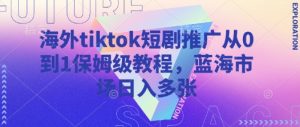海外tiktok短剧推广从0到1保姆级教程，蓝海市场日入多张-搞个副业