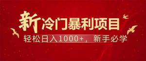 项目名称：每天一小时，轻松到手1000，冷门赚钱项目！-搞个副业