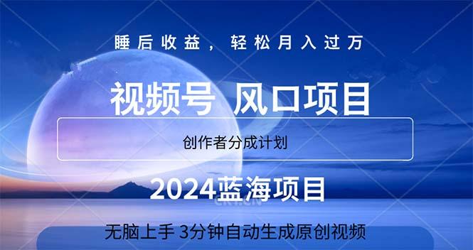 2024蓝海项目，3分钟自动生成视频，月入过万-搞个副业