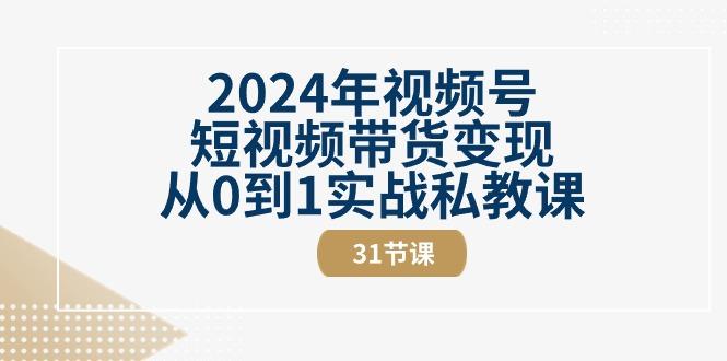 2024年视频号短视频带货变现从0到1实战私教课(30节视频课)-搞个副业