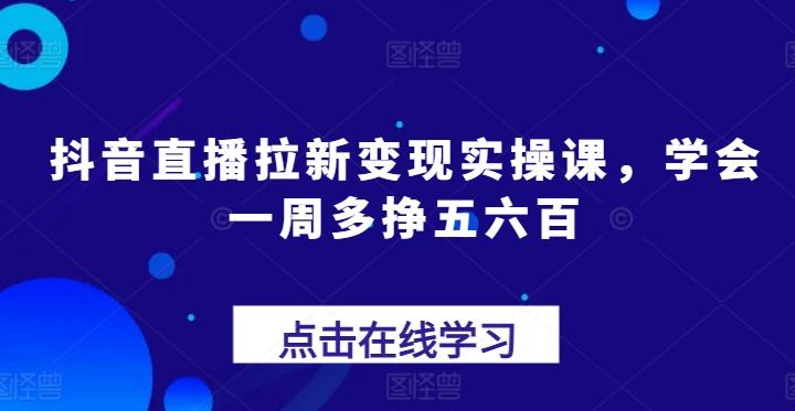 抖音直播拉新变现实操课，学会一周多挣五六百-搞个副业