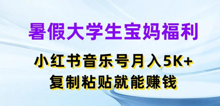 暑假大学生宝妈福利，小红书音乐号月入5000+，复制粘贴就能赚钱【揭秘】-搞个副业