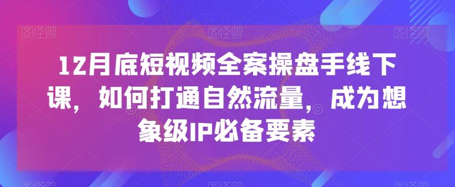12月底短视频全案操盘手线下课，如何打通自然流量，成为想象级IP必备要素-搞个副业