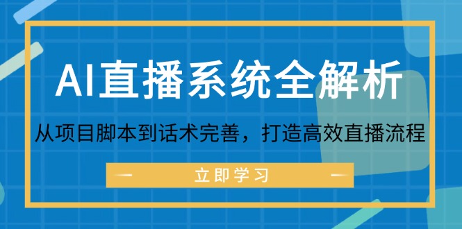 AI直播系统全解析：从项目脚本到话术完善，打造高效直播流程-搞个副业