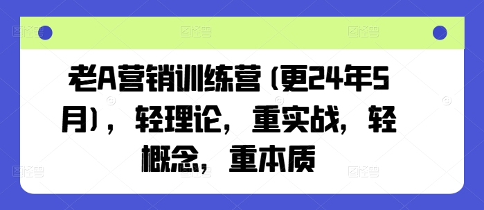 老A营销训练营(更24年10月)，轻理论，重实战，轻概念，重本质-搞个副业