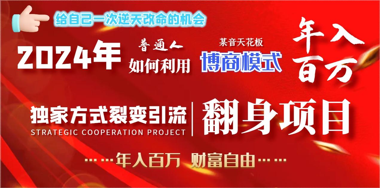 2024年普通人如何利用博商模式做翻身项目年入百万，财富自由-搞个副业