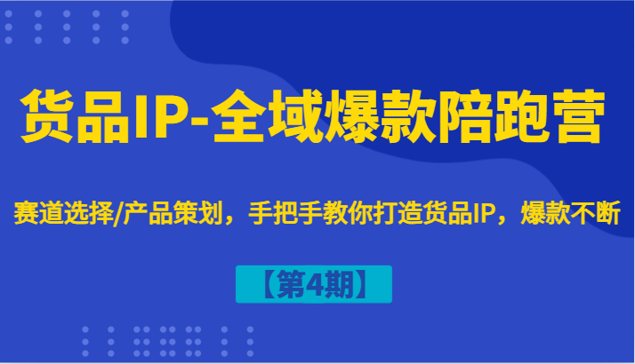 货品IP-全域爆款陪跑营【第4期】赛道选择/产品策划，手把手教你打造货品IP，爆款不断-搞个副业