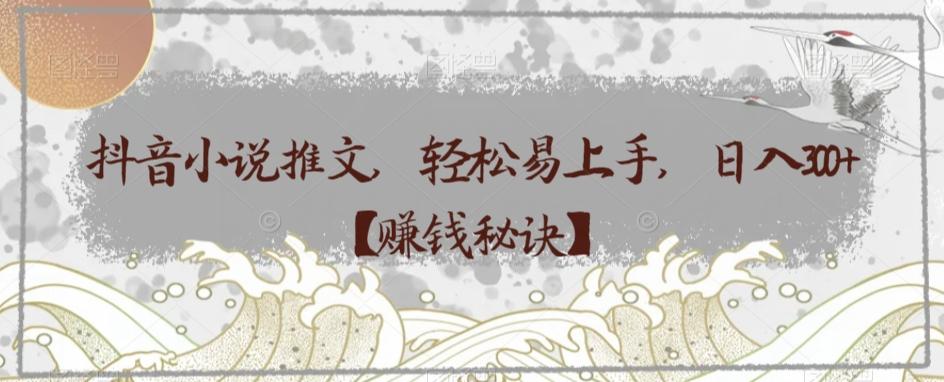 抖音小说推文，轻松易上手，日入300+【赚钱秘诀】-搞个副业
